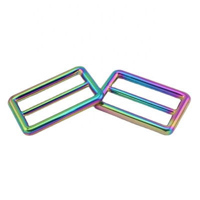 Nolvo World 38mm 1.5" Rainbow Nice Color Metal Purse Strap Tri-glide Buckle, 3.5cm Rainbow Bag Belts Slider Buckles Wholesale